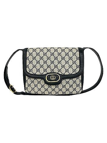 Gucci GUCCI Vintage GG Logo Leather Shoulder Bag/Pouch (Navy Blue) - Item No. 07432 (view 1)