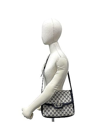Gucci GUCCI Vintage GG Logo Leather Shoulder Bag/Pouch (Navy Blue) - Item No. 07432 (view 2)