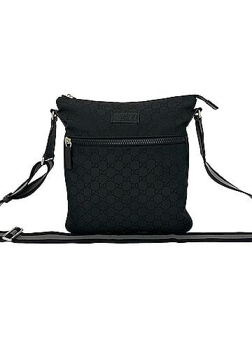 Gucci GUCCI GG Logo Pattern Canvas Leather Genuine Shoulder Bag Sacoche Pouch Black 21760 (view 1)