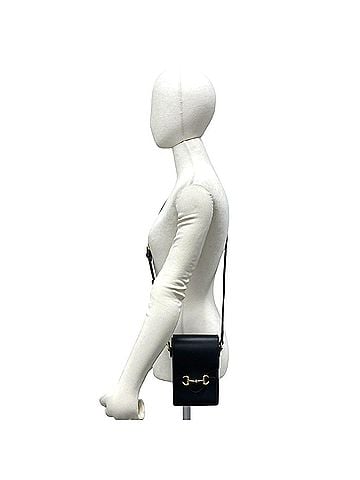 Gucci GUCCI Horsebit Hardware Leather Mini Shoulder Bag Pouch Crossbody Black 46572 (view 2)
