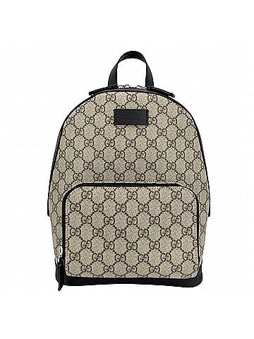 Gucci Gucci backpack for men and women, small backpack, GUCCI 429020, GG Supreme canvas, leather, beige, black, silver hardware. (view 1)