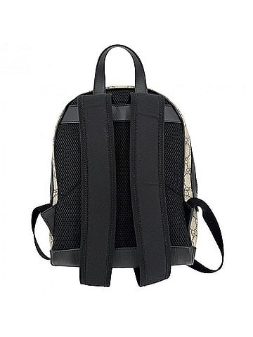 Gucci Gucci backpack for men and women, small backpack, GUCCI 429020, GG Supreme canvas, leather, beige, black, silver hardware. (view 2)