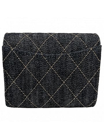 Chanel Chanel bi-fold wallet for women, Matelassé small wallet, mini Coco Mark, CHANEL denim navy, gold hardware. (view 2)