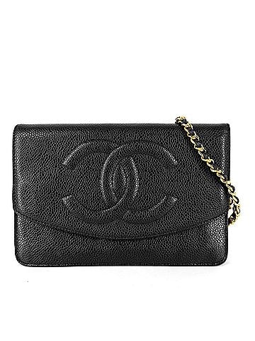 Chanel Chanel Chain Wallet for Women, Coco Mark, Shoulder Bag, Long Wallet, Crossbody CHANEL Caviar Leather, Black, Gold Hardware (view 1)