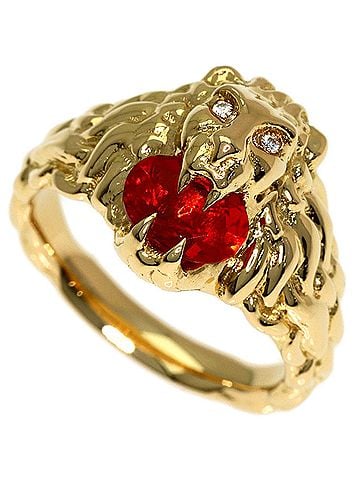 Gucci Gucci Lion Head Fire Opal Ring #11, 18K Yellow Gold, Women's. (view 1)