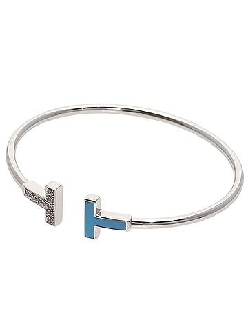 Tiffany & Co. Tiffany &amp; Co. T Wire Turquoise Diamond Bracelet, 18K White Gold, Women's. (view 1)