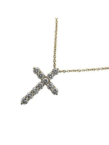 Tiffany & Co. Tiffany &amp; Co. Women's Necklace, Jewelry, Accessory, Cross Pendant, Small, 18K Yellow Gold (Au750), 0.42ct Diamond, Approx. 2.6g (view 1)