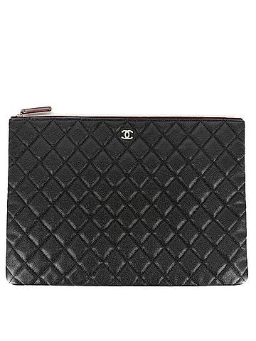 Chanel Chanel clutch bag for women, Matelassé style, second bag, Coco Mark, CHANEL caviar leather, black, gold hardware. (view 1)