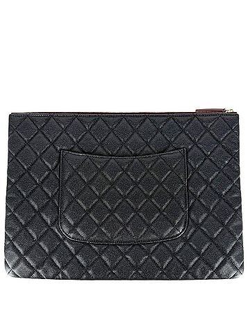Chanel Chanel clutch bag for women, Matelassé style, second bag, Coco Mark, CHANEL caviar leather, black, gold hardware. (view 2)