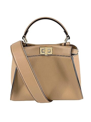 Fendi Fendi Women's Mini Peekaboo Handbag Shoulder Bag Crossbody Small with Scarf FENDI 8BN244 Leather Brown Gold Hardware (view 1)