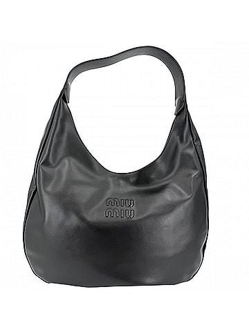 Miu Miu Miu Miu Miu tote bag for women, logo hobo bag, shoulder leather, black, gold hardware. (view 1)