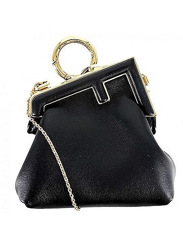 Fendi Fendi Nano First Charm Chain Shoulder Mini Bag for Women, FENDI 7AS051, Leather, Black, Gold Hardware (view 1)