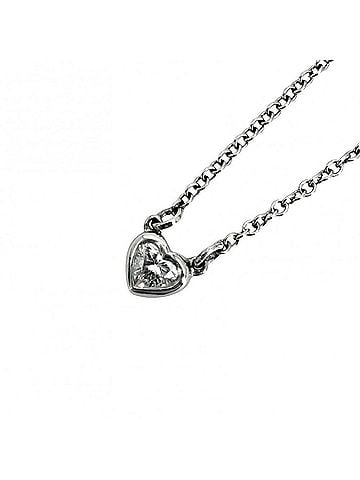 Tiffany & Co. Tiffany &amp; Co. Women's By the Yard Heart Necklace, Single Diamond, Elsa Peretti Design, Pt950 Platinum, Approx. 2.7g (view 1)