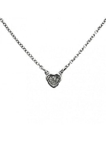 Tiffany & Co. Tiffany &amp; Co. Women's By the Yard Heart Necklace, Single Diamond, Elsa Peretti Design, Pt950 Platinum, Approx. 2.7g (view 2)