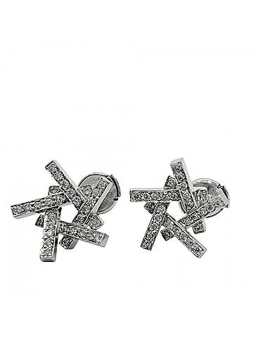 Tiffany & Co. Tiffany &amp; Co. Women's Earrings, Frank Gehry Axis Design, 18K White Gold (Au750), Diamond, Approx. 5.2g (view 1)