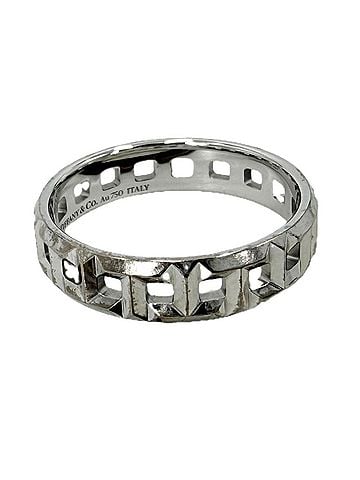 Tiffany & Co. Tiffany &amp; Co. Women's T True Narrow Ring, Jewelry Accessory, Au750 18K White Gold, Approx. 6.2g (view 1)