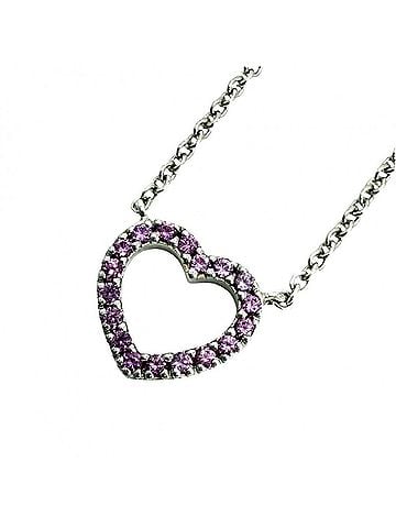 Tiffany & Co. Tiffany &amp; Co. Metro Heart Necklace for Women, 18K White Gold (Au750), Pink Sapphire, Silver Clasp, Approx. 2.0g (view 1)