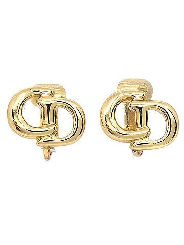 Dior Vintage Cd Clip-On Metal Gold Gold_Plated Earrings Jewelry (view 1)