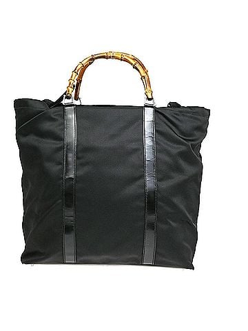 Gucci Convertible Bamboo Zip Tote Nylon Black Nylon Tote Bag Bag (view 1)