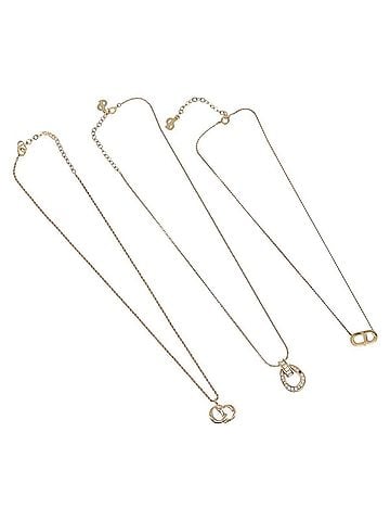 Dior Logo Pendant Metal Gold Metal Necklace Jewelry (view 1)