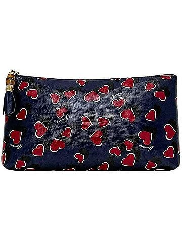 Gucci Gucci Pouch with Tassel, Bamboo, 338815 520981, GUCCI Leather, Navy Blue, Women's (view 1)