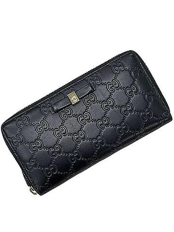 Gucci Gucci Round Long Wallet GG Shima 388680 2091 GUCCI Leather Black Ribbon (view 1)