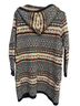 Monteau Aztec Or Tribal Print Stripes Multi Color Black White Coat Size M - photo 2