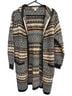 Monteau Aztec Or Tribal Print Stripes Multi Color Black White Coat Size M - photo 1