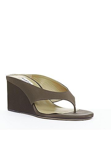 Alaïa Alaia Tong 75 Brown Satin Sculptural Wedge Thong Sandals (view 2)