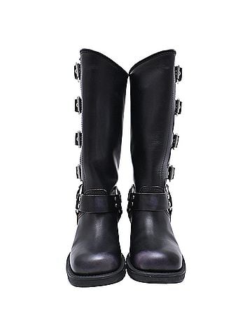 Miu Miu Miu Miu Buckle Strap Biker Boots in Black Leather (view 2)