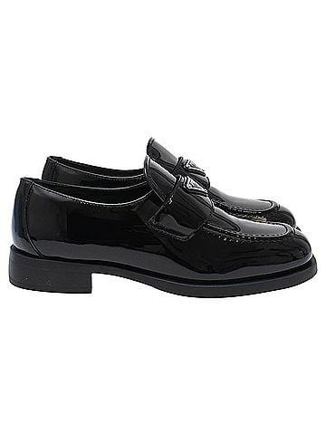 Prada Prada Triangle Logo Loafers in Black Patent Leather (view 1)