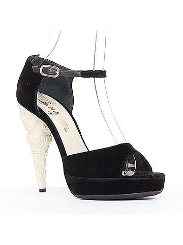 Chanel Chanel Corinthian Column architectural heel velvet platform sandals (view 2)