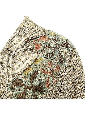 Christian Lacroix Christian Lacroix gold tweed floral embroidered wrap blazer (view 2)