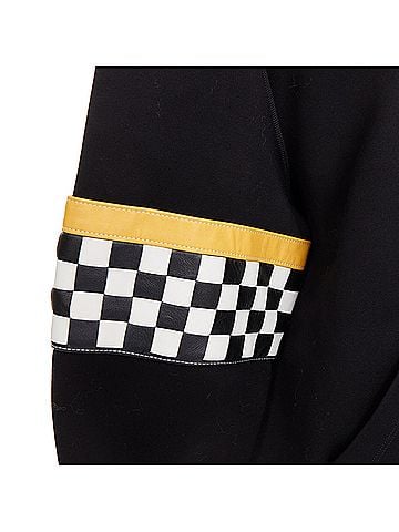 Miu Miu Miu Miu black cotton checkerboard woven leather race hoodie (view 2)