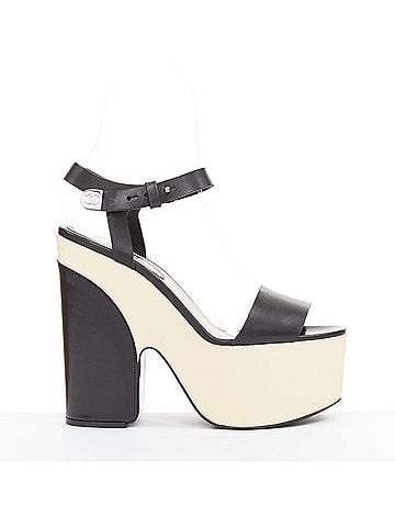 Chanel Chanel bicolor calfskin silver CC wedge heels (view 1)