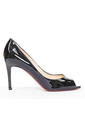 Christian Louboutin Christian Louboutin You You black patent leather peep toe heels (view 2)