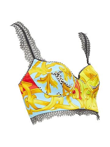 Versace Versace print lace boned bustier top (view 1)