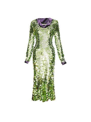 Prada Prada green sequin paillettes purple jacquard trim dress (view 1)