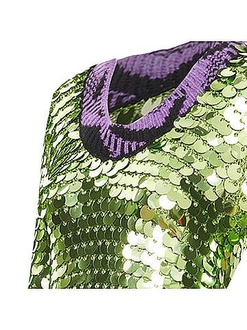 Prada Prada green sequin paillettes purple jacquard trim dress (view 2)