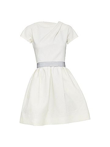 Victoria Beckham Victoria Beckham cream origami fold grey belted cotton dress (view 1)