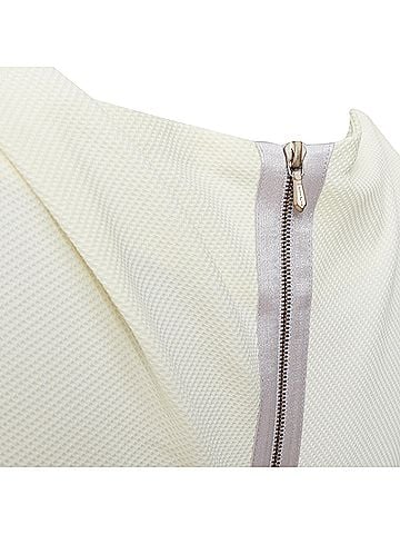Victoria Beckham Victoria Beckham cream origami fold grey belted cotton dress (view 2)
