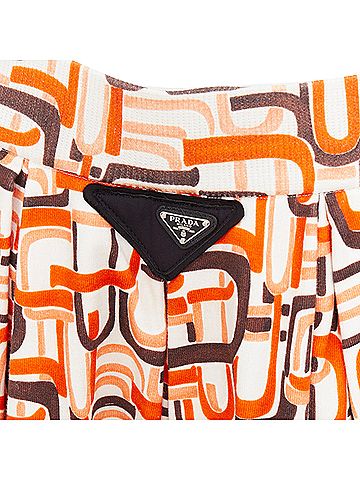 Prada Prada orange geometric link print triangle logo midi skirt (view 2)