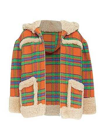Miu Miu Miu Miu Plaid Casentino Shearling wool sheepskin fur boxy jacket (view 1)