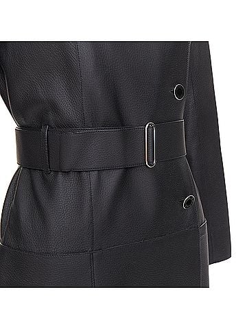 Hermès Hermes deerskin asymmetric snap button belted leather coat (view 2)