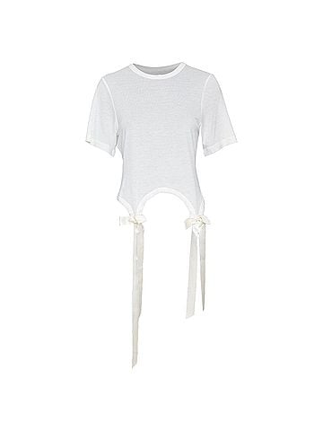 Simone Rocha Simone Rocha fine jersey curved hem bow top shirt (view 1)