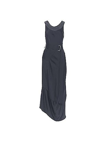 Victoria Beckham Victoria Beckham black satin leather collar dress (view 1)