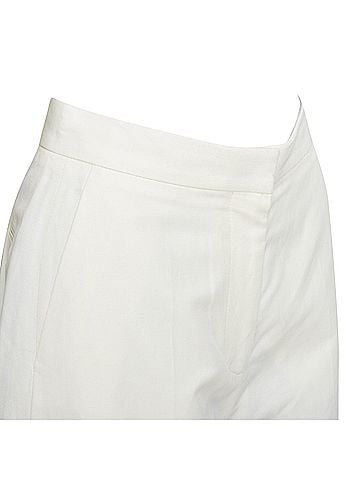Stella McCartney Stella McCartney off white woven pleated wide leg culottes (view 2)