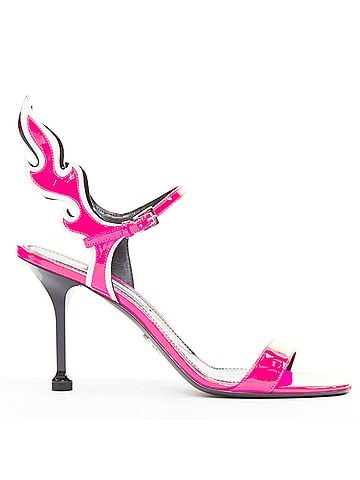 Prada Prada Flame pink patent Fire mid heel sandals (view 1)