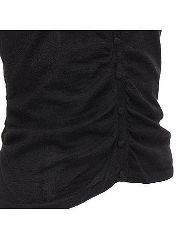 Oscar De La Renta Oscar de la Renta silk cashmere gathered front black cardigan (view 2)