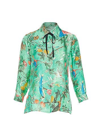 Gucci Gucci floral silk pussy bow blouse top (view 1)